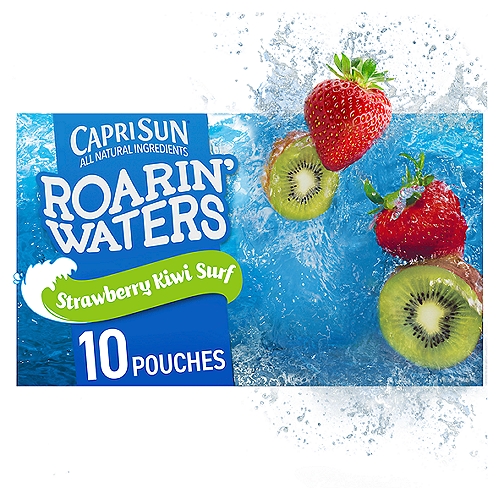 Capri Sun Roarin' Waters Strawberry Kiwi Surf Flavored Water Beverage, 6 fl oz, 10 count