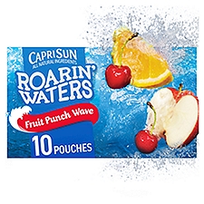 Capri Sun Roarin' Waters Fruit Punch Wave Flavored Water Beverage, 6 fl oz, 10 count, 60 Fluid ounce