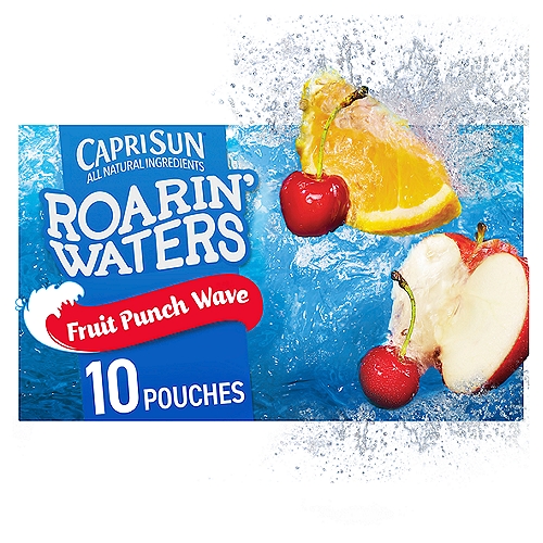 Capri Sun Roarin' Waters Fruit Punch Wave Flavored Water Beverage, 6 fl oz, 10 count