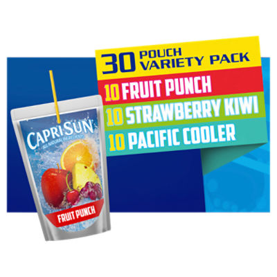 Capri Sun Variety Pack with Fruit Punch, Strawberry Kiwi & Pacific Cooler  Juice Box Pouches, 30 ct Box, 6 fl oz Pouches