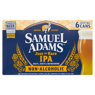 Samuel Adams Just the Haze Ipa Non - Alcoholic Malt Beverage, 12 fl oz, 6 count