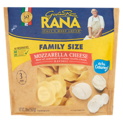 Giovanni Rana Mozzarella Cheese Ravioli Family Size, 20 oz - The