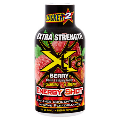 Stacker 2 Xtra Extra Strength Berry Energy Shot Supplement, 2 fl oz