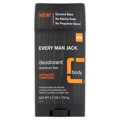 Every Man Jack Activated Charcoal Body Deodorant, 2.7 oz