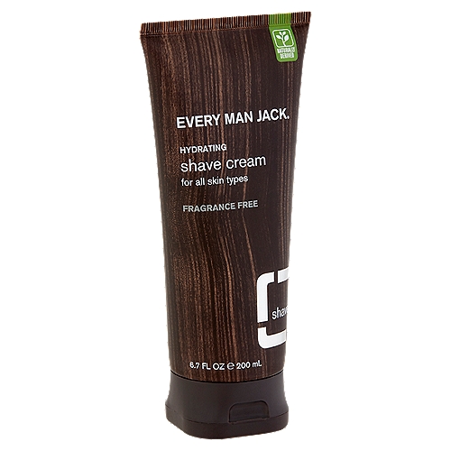 Every Man Jack Hydrating Shave Cream, 6.7 fl oz
Shave.
Get a comfortable shave with this rich, low-foam formula that softens and preps your skin and beard. Olive oil hydrates, chamomile and aloe soothe. Fragrance free.

Naturally.
We strive to use as many naturally derived and plant-based ingredients as possible, while still delivering exceptional performance. No parabens. No phthalates. No dyes. And never tested on animals.