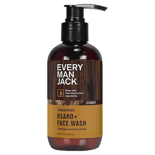 Every Man Jack Cleanse Sandalwood Beard + Face Wash, 6.7 fl oz