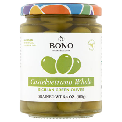 Bono Castelvetrano Whole Sicilian Green Olives, 6.4 oz, 6.4 Ounce