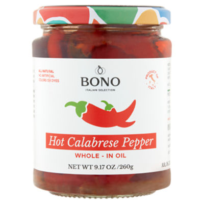 Bono Hot Calabrese Pepper Whole - in Oil, 9.17 oz