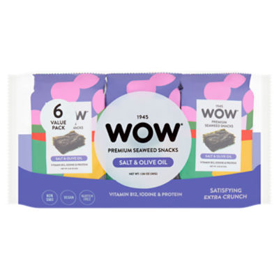 Wow Salt & Olive Oil Premium Seaweed Snacks Value Pack, 6 count, 1.06 oz