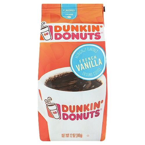 Dunkin' Donuts French Vanilla Flavored Ground Coffee, 12 oz
100% Premium Arabica Coffee

This rich, smooth taste of Dunkin' Donuts® Original Blend with the flavors and aromas of sweet, creamy vanilla. Now you can experience that signature Dunkin' Donuts taste at home.