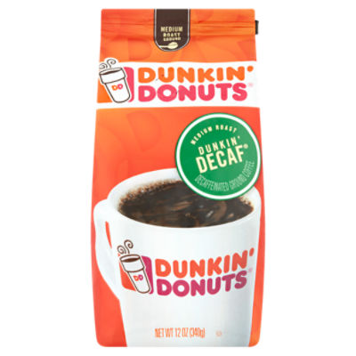 Dunkin' Donuts Medium Roast Dunkin' Decaf Decaffeinated Ground Coffee, 12 oz