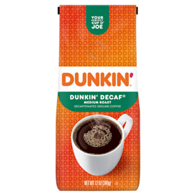 Dunkin' Donuts Medium Roast Dunkin' Decaf Decaffeinated Ground Coffee, 12 oz