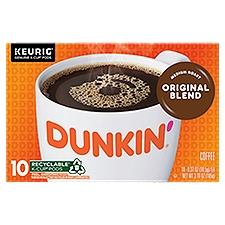 Dunkin' Donuts Original Blend Medium Roast Coffee, K-Cup Pods, 10 Each