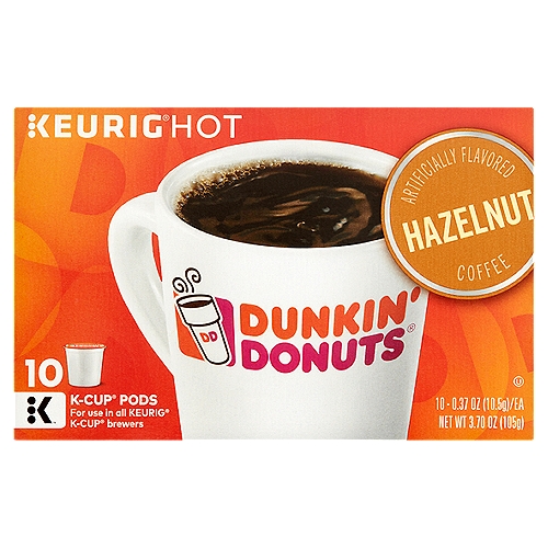 100% Premium Arabica Coffee

The rich, smooth taste of Dunkin' Donuts® Original Blend with the flavor and aroma of sweet roasted hazelnuts.