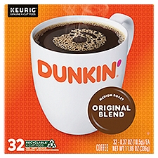 Dunkin' Original Blend Medium Roast Coffee K-Cup Pods, 0.37 oz, 32 count