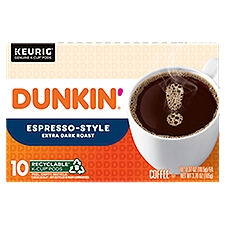 Dunkin' Espresso-Style Extra Dark Roast Coffee K-Cup Pods, 0.37 oz, 10 count