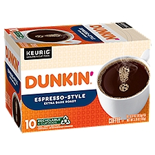 Dunkin' Espresso-Style Extra Dark Roast Coffee K-Cup Pods, 0.37 oz, 10 count