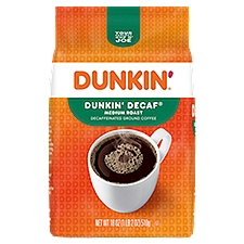 Dunkin' Decaf Medium Roast Decaffeinated Ground Coffee, 18 oz