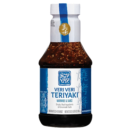 Soy Vay Veri Veri Teriyaki Marinade & Sauce, 21 oz
Marinates 30+Servings*
*1 Tbsp marinade per 4 oz. uncooked protein