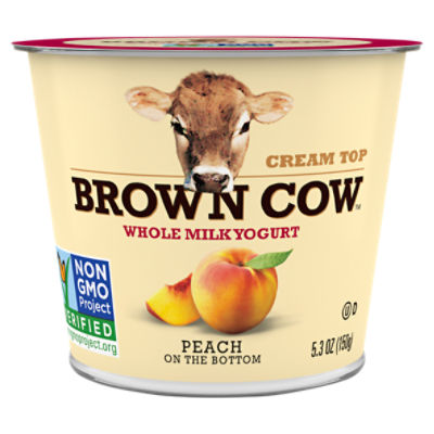 Brown Cow Cream Top Peach On Bottom Whole Milk Yogurt, 5.3 oz.