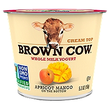 Brown Cow Yogurt, Cream Top Apricot Mango On Bottom Whole Milk, 5.3 Ounce