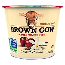 Brown Cow Yogurt, Cream Top Cherry Vanilla Whole Milk, 5.3 Ounce