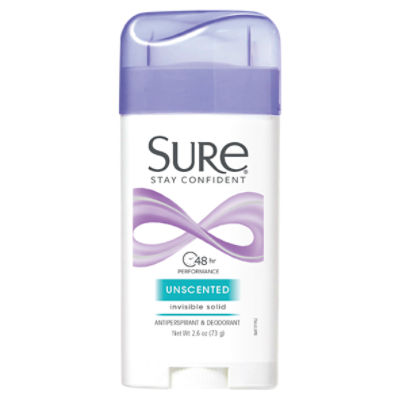 Sure Unscented Invisible Solid Anti-Perspirant & Deodorant, 2.6 oz, 2.6 Ounce