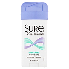 Sure Unscented Invisible Solid, Anti-Perspirant & Deodorant, 2.6 Ounce