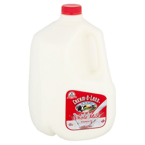 Cream-O-Land Whole Milk, 1 gal
No Artificial Growth Hormones Our Farmers' Pledge*
*No Significant Difference Has Been Shown Between Milk from Cows Treated with the Artificial Growth Hormone rBSt and Non-rBSt-Treated Cows.