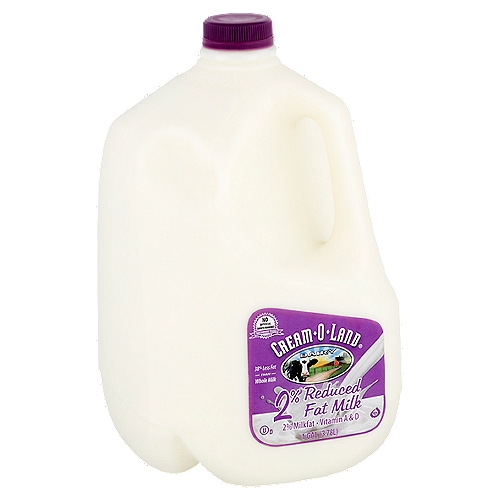 Cream-O-Land 2% Reduced Fat Milk, 1 gal
No Artificial Growth Hormones Our Farmers' Pledge*
*No Significant Difference Has Been Shown Between Milk From Cows Treated with the Artificial Growth Hormone rBST and Non-rBST-Treated Cows.