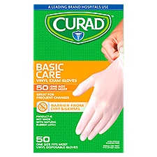 Curad Gloves, Basic Care Vinyl Exam, 50 Each