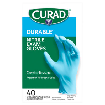 Curad Durable Nitrile Exam Gloves, 40 count, 40 Each
