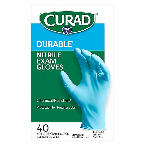 Curad Durable Nitrile Exam Gloves, 40 count