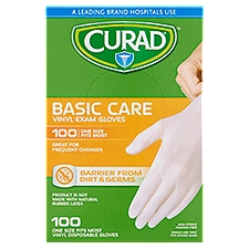 Curad Basic Care Vinyl Exam Gloves, 100 count, 100 Each