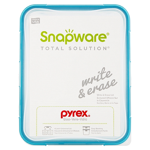 Pyrex Snapware Total Solution 6 Cup Glass Food Storage with Write & Erase Lid