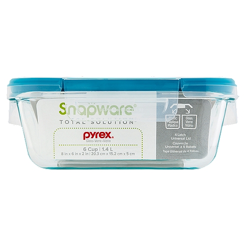 Pyrex Snapware Total Solution 6 Cup Glass Food Storage with Write & Erase  Lid