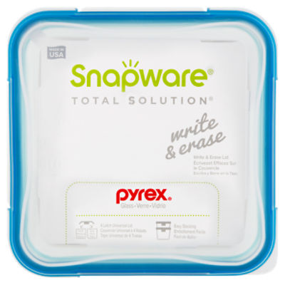 Pyrex Snapware Total Solution 6 Cup Glass Food Storage with Write & Erase  Lid