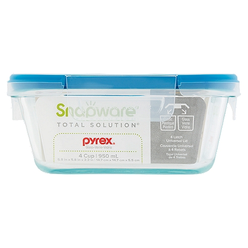 Pyrex Snapware Total Solution 4 Cup Glass Food Storage with Write