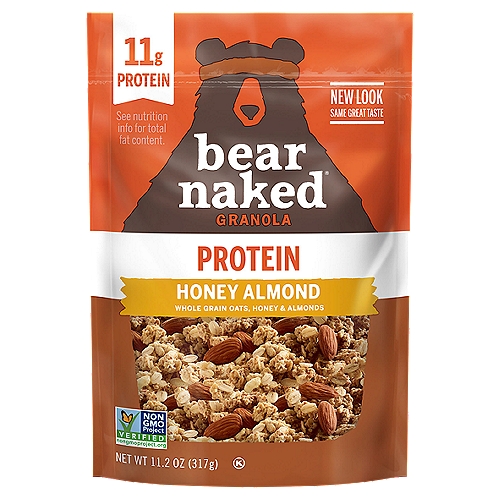 Bear Naked Protein Honey Almond Granola, 11.2 oz
If there's one thing bears can't stop talking about, it's honey. Honey this and honey that. It wasn't even a question if we should make Honey Almond Granola, with Non-GMO Project Verified honey, crunchy almonds, and whole grain oats delivering 11g of protein per serving. Big surprise - they won't shut up about it.