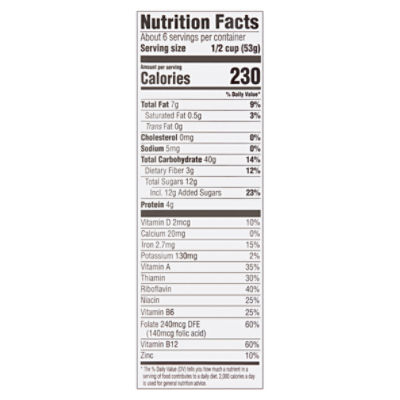 honey bunches of oats nutrition facts ingredients