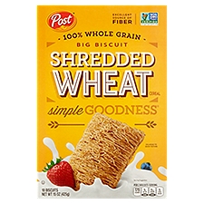 Shredded Wheat 100% Whole Grain Big Biscuit, Cereal, 15 Ounce