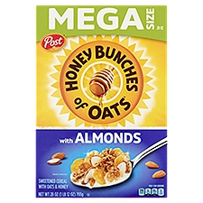 Post Honey Bunches of Oats Cereal with Almonds Mega Size, 28 oz, 28 Ounce