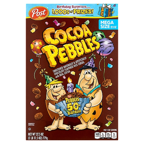 Post Pebbles Cocoa Rice Cereal, 27.5 oz