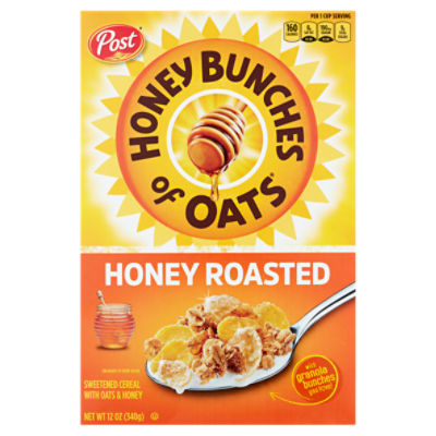 Post Honey Bunches of Oats Honey Roasted Sweetened Cereal with Oats & Honey, 12 oz, 12 Ounce
