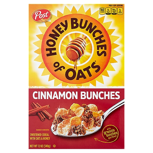 Post Honey Bunches of Oats Cinnamon Bunches Sweetened Cereal with Oats & Honey, 12 oz