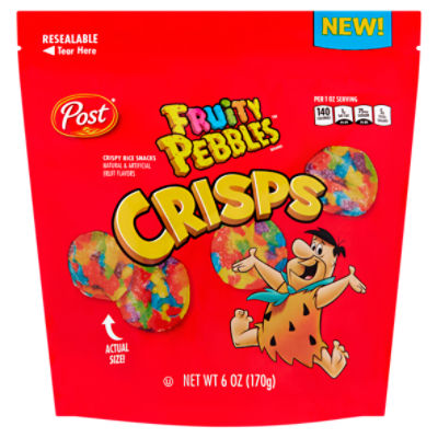 Post Fruity Pebbles Crispy Rice Snacks, 6 oz