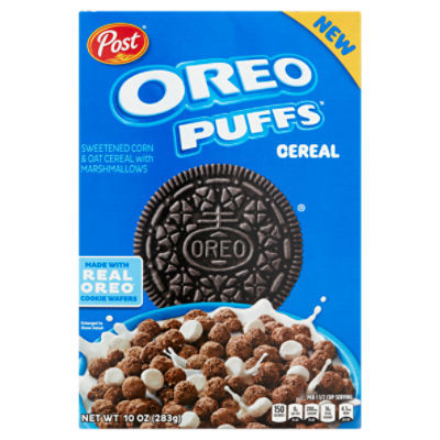 Post Oreo Puffs Sweetened Corn & Oat Cereal with Marshmallows, 10 oz