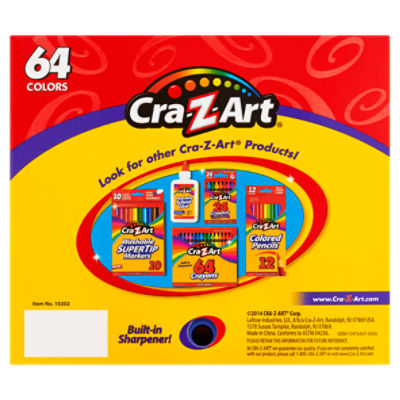 Cra-Z-Art Crayons with Built-In Sharpener, 64-Pack