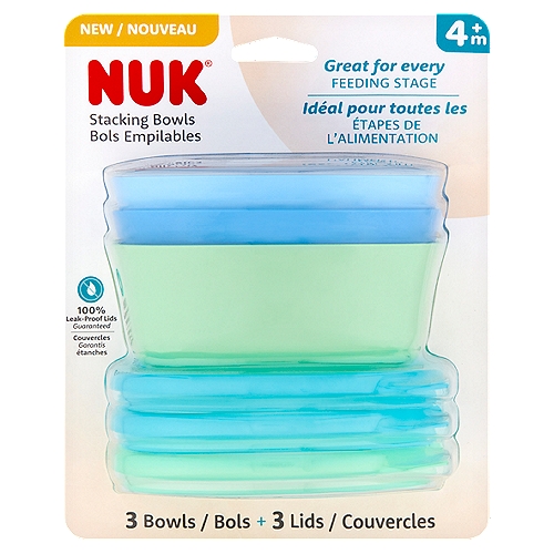 NUK Stacking Bowls, 4m+, 3 count