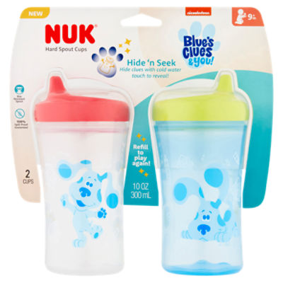 Nuk Hide 'n Seek Hard Spout Sippy Cup, 10 oz, 2 Pack, 9+ Months, Blue